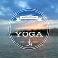 Poster for yoga class with a sea view. EPS,JPG. Royalty Free Stock Photo