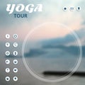 Poster for yoga tour, journey, travel, vacation on a nature background.