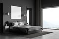 Poster for your design in the panoramic dark grey bedroom