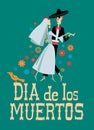 Poster ÃÂ«Dia de Los MuertosÃÂ». Beautiful couple of skeletons dancing slow dance