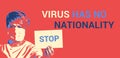 Posterize poster calling to stop xenophobia. Coronavirus has no nationality