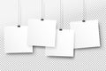 Posters on binder clips. White notepad paper templates. Realistic illustration. Empty mockup frames for your drawings Royalty Free Stock Photo