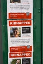 Posters in Brooklyn, New York showing kidnapped Israelis after the attack of Hamas on October 7, 2023