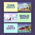 Posters of flood, snowslide and tsunami disasters Royalty Free Stock Photo