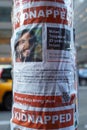 Posters in Manhattan, New York showing kidnapped Israelis after the attack of Hamas on October 7, 2023 Royalty Free Stock Photo