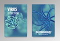 Posters about microbiology and viruses. 3d microscopic bacteria