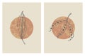 Posters with minimalist design elements in Boho style . Wall art pods seed, home deco, hand drawn.