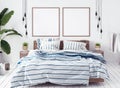 Posters mock-up in new Scandinavian boho bedroom