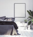 Posters mock-up in new Scandinavian boho bedroom