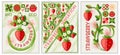 Posters with strawberry, abstract geometric shapes