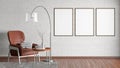 Posters on the wall in interior of modern living room Royalty Free Stock Photo