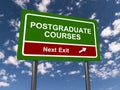Postgraduate courses traffic sign on blue sky Royalty Free Stock Photo