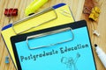 Postgraduate Education inscription on the page Royalty Free Stock Photo