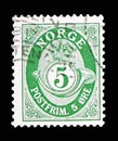 Posthorn - NORGE in Roman Capitals, serie, circa 1893