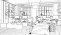 Postindustrial Office Design sketch Royalty Free Stock Photo