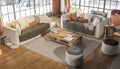 Postindustrial Penthouse Loft with furnishings Royalty Free Stock Photo