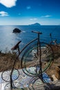 Postino Bicycle Tribute in Pollara, Salina, Aeolian Is, Italy