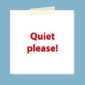 quiet please post it on blue Royalty Free Stock Photo
