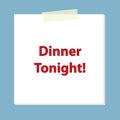dinner tonight post it on blue Royalty Free Stock Photo