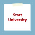 start university post it on blue Royalty Free Stock Photo