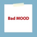 bad mood post it on blue Royalty Free Stock Photo