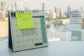 Postit with job interview reminder on November calendar