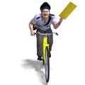 A postman on a bike with a letter