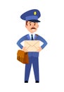 Postman Delivering Letter Isolated Cartoon Vector