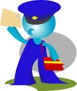 Postman delivers mail in action Royalty Free Stock Photo