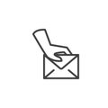 Postman delivery hand line icon