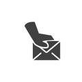 Postman delivery hand vector icon