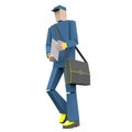 Postman with envelope and bag 3d rendering