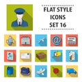 Postman, envelope, mail box and other attributes of postal service.Mail and postman set collection icons in flat style Royalty Free Stock Photo
