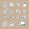 Postman and mail drawing icons paper cut