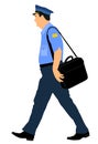 Postman or mailman walking on duty vector. Royalty Free Stock Photo