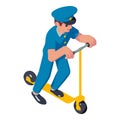 Postman new kick scooter icon, isometric style