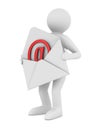 Postman with open envelope. Isolated 3D Royalty Free Stock Photo