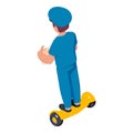 Postman ride gyroscooter icon, isometric style