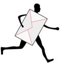 Postman running with envelope, express delivery