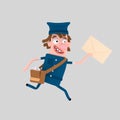 Postman running holding a letter. 3D