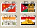 Postmarks - sights of the world series Royalty Free Stock Photo