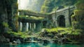 Postmodern Architecture Painting In Andreas Rocha Style