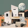 Dreamlike Collages Of A House With A Moon On It And Desert