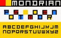 Postmodern decorative alphabet, mondrian style font. Vector Royalty Free Stock Photo