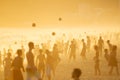 Posto Nove Rio Golden Sunset Silhouettes Beach Football Royalty Free Stock Photo