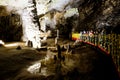 Postojna, Slovenia - June 15, 2023: The Postojna Cave, Postojnska jama, underground rock formations in karst cave system