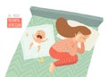 Postpartum depression. Postnatal depression. Baby s blues. Cartoon vector hand drawn eps 10 illustration isolated on Royalty Free Stock Photo