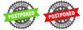 postponed band sign. postponed grunge stamp set