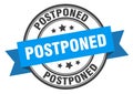 postponed label sign. round stamp. band. ribbon