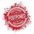 Postponed rubber vector stamp illustration isolated on white background. Postponed rubber vector stamp. Round old